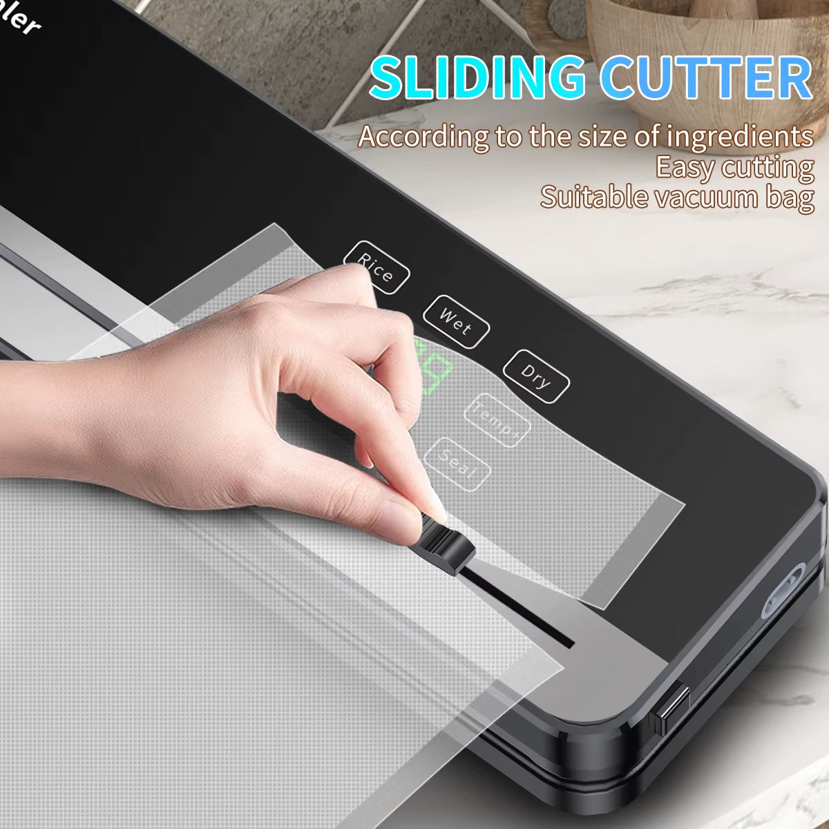 Electric Food Vacuum Sealer Dry Wet Food Packaging Seal Built in Cutter Kitchen Food Storage Seal Vacuum Packaging Machine