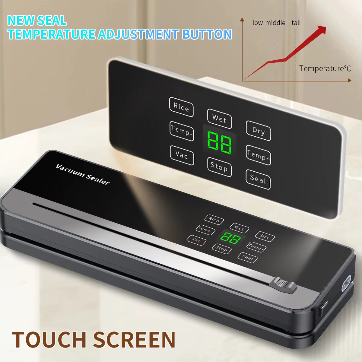 Electric Food Vacuum Sealer Dry Wet Food Packaging Seal Built in Cutter Kitchen Food Storage Seal Vacuum Packaging Machine