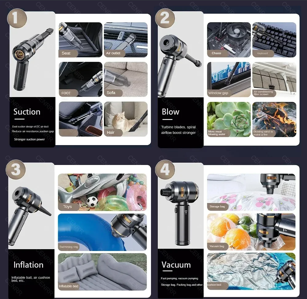 Cenrr 2.0 Cordless Vacuum & Blower 4 in 1