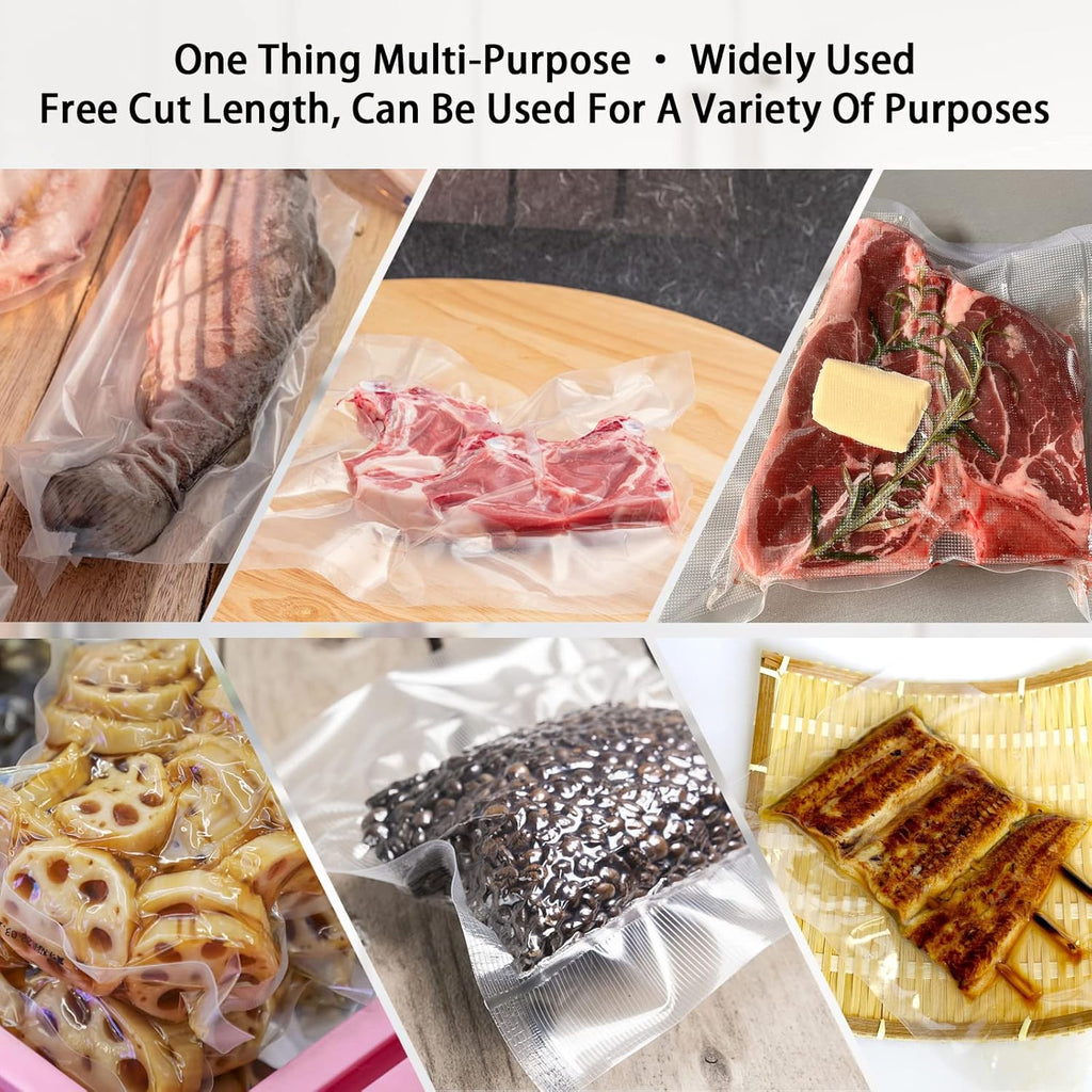 Vacuum Sealer Bags, 8" × 12" 100 PCS Heavy Duty Pre-Cut Design Commercial Grade Food Sealable Bag for Heat Seal Food Storage,Smell Proof Bags Boilsafe to 280°F Freezable, Resizable,Reuseable (100Pcs)