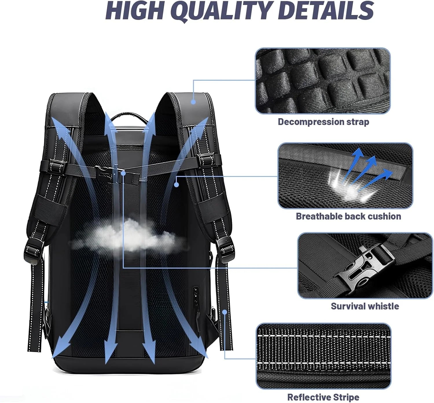 Airpack Expandable Backpack Vacuum with Pump, Anti-Theft Lock, and Compression Bag, Vacpack for Men and Women