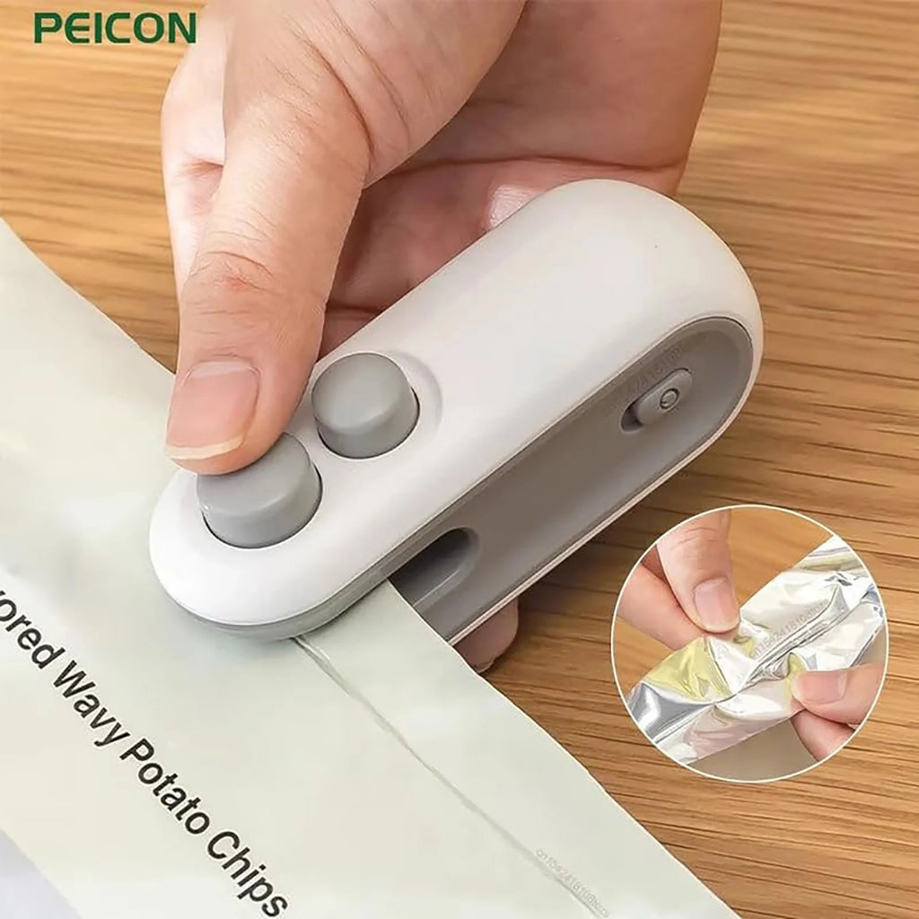 Mini Bag Sealer 2024 New 2 in 1 Usb Rechargeable Chip Bag Sealer Heat Seal Portable Handheld Rechargeable Vacuum Food Sealer Bag Sealing Machine for Snacks Chips Fresh Storage